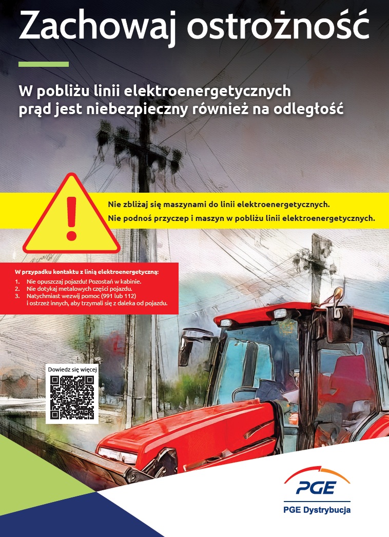 Grafika przedstawia apel o zachowania ostrożności z PGE