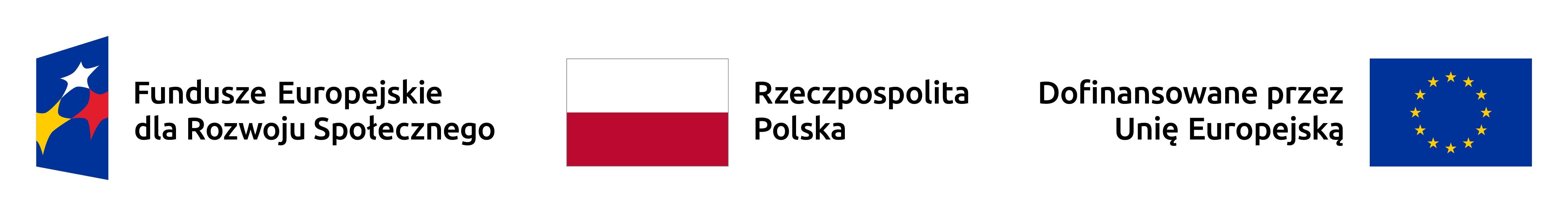 Grafiika przedstawia logotypy Funduszy Europejskich dla Rozwoju Społecznego, Rzeczypospolitej oraz Unii Europejskiej