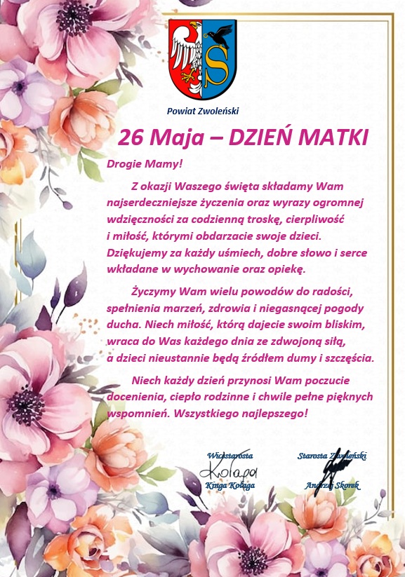 Grafika przedstawia życzenia na dzień matki